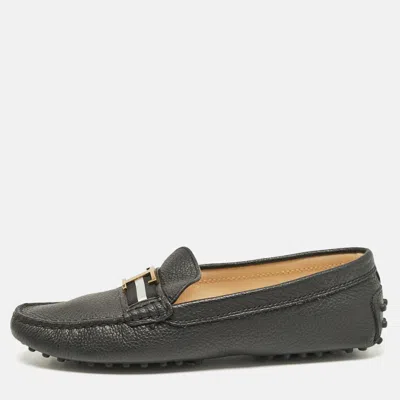 Tod's Black Leather Penny Loafers