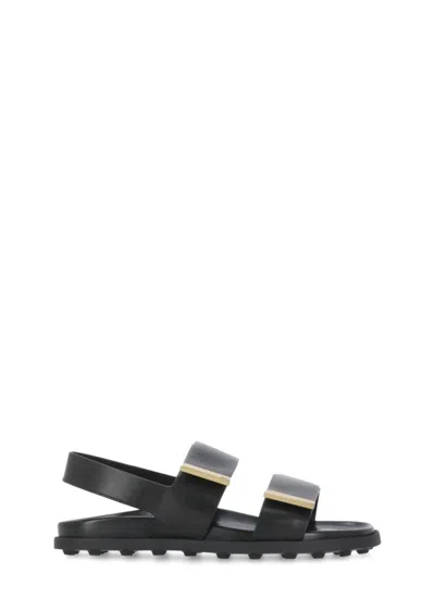 TOD'S TOD'S BLACK LEATHER SANDALS