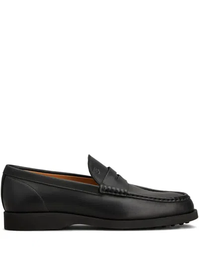 Tod's Black Leather Slip-on Moccasin In Multi