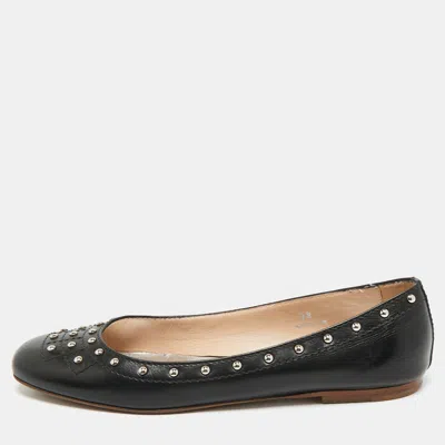 Tod's Black Leather Studded Ballet Flats