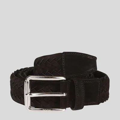 Tod's Black Leather Woven Buble Belt