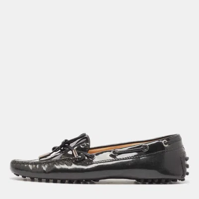 Tod's Black Patent Leather Bow Loafers