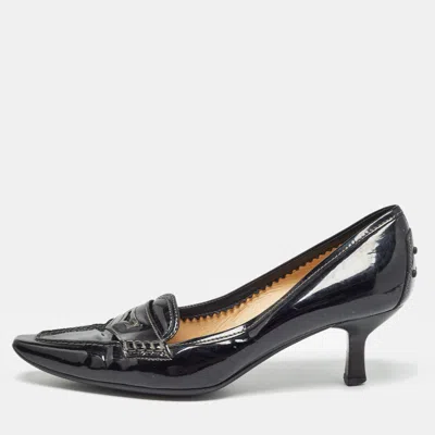 Tod's Black Patent Leather Loafer Pumps