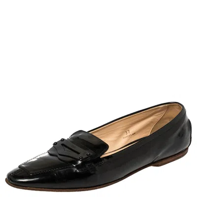 Tod's Black Patent Leather Penny Loafers