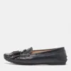 Tod's Black Patent Leather Tessal Fringe Detail Slip On Loafers In Multi