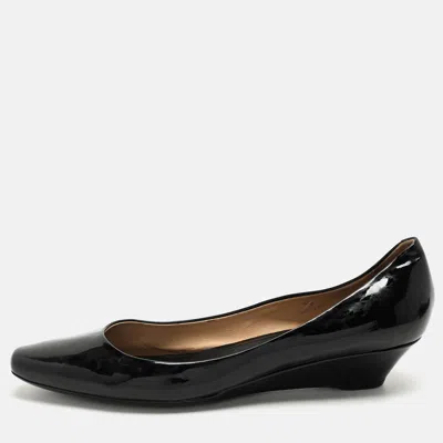 Tod's Black Patent Leather Wedge Pumps