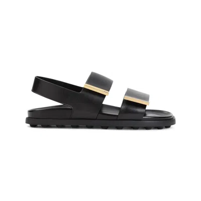 Tod's Black Rubber Sandals With Metallic Accents