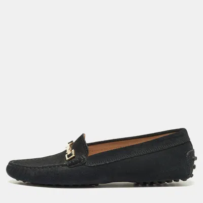 Tod's Black Suede Horsebit Loafers