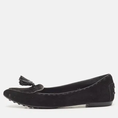 Tod's Black Suede Smoking Slippers