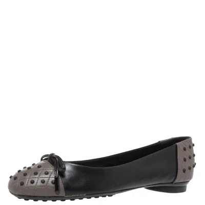 Tod's Black/grey Leather Dew Ballet Flats