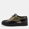 Tod's Black/metallic Gold And Leather Brogue Wingtip Lace Up Oxfords In Multi