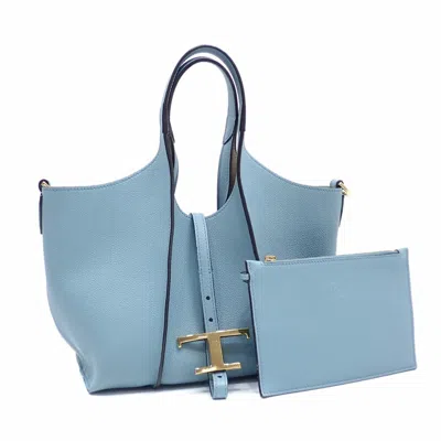 Pre-owned Tod's Blue Blue Leather Handbag Shopping Bag () In Multi