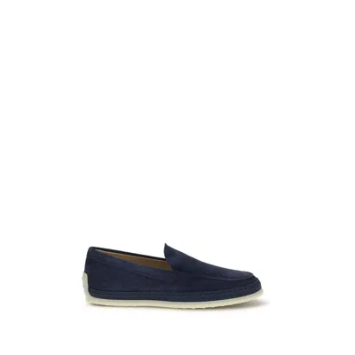Tod's Blue Calf Leather Bos Taurus Slip-on Loafers