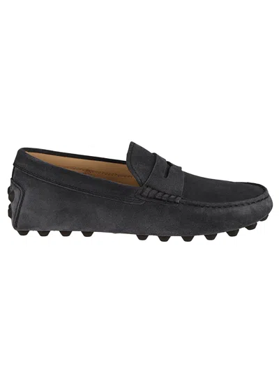 Tod's Blue Calfskin Slip-on Shoes In Black
