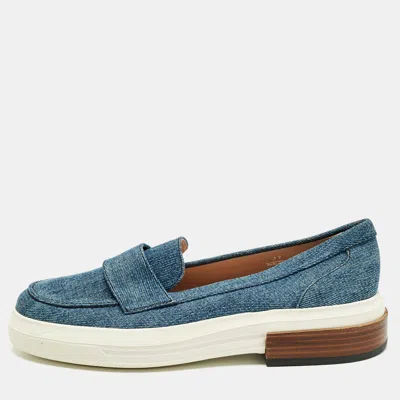 Tod's Blue Denim Slip On Sneakers In Multi