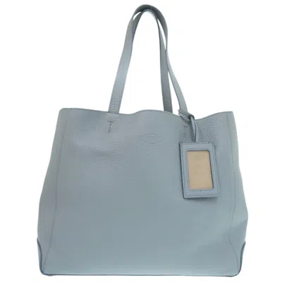 Pre-owned Tod's Blue Gray Leather Tote Bag () In Blue, Gray