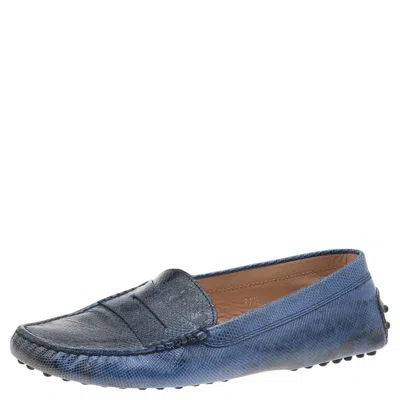 Tod's Blue Karung Gommino Slip On Loafers In Multi