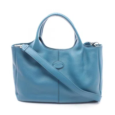 Pre-owned Tod's Blue Leather Handbag Shopping Bag Tote Bag ()