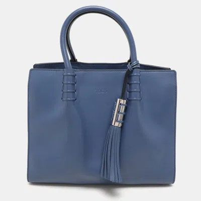 Tod's Blue Leather Lady Moc Tote