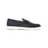Tod's Suede Loafers With Round Toe And Rubber Sole In Blue