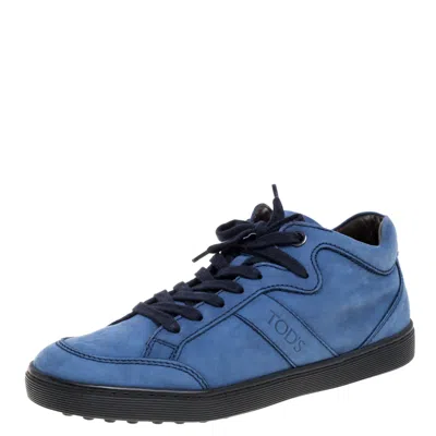 Tod's Blue Suede Low Top Sneakers