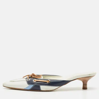 Tod's Blue/white Leather Mules