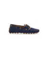 Tod's 'gommino' Blue Loafers With Woven Tie