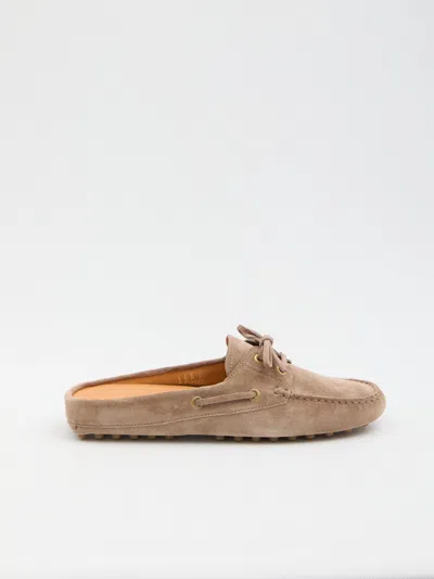 Tod's Suede Loafers In Beige In Multi
