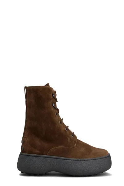 Tod's W. G. Ankle Boots In Suede In Brown