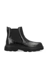 Tod's Chunky Sole Leather Ankle Boots With Elastic Panels In Black