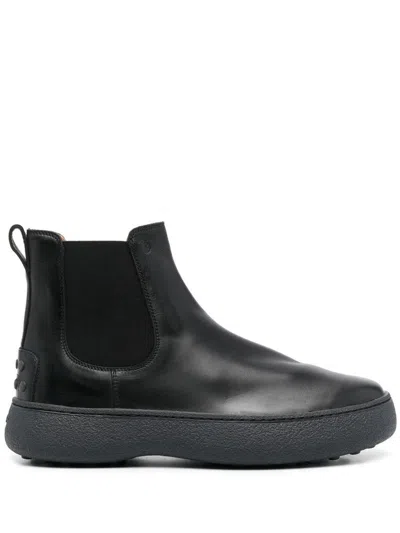 Tod's Men's  Black Leather Ankle Boots