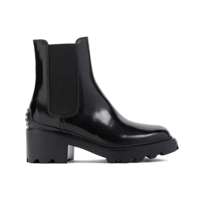 Tod's Black Leather Boots In Multicolor