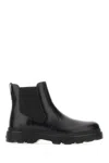 Tod's Chunky Sole Leather Ankle Boots With Elastic Panels In Black