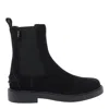 Tod's Suede Ankle Boots With Round Toe And Elastic Inserts In Black