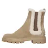 Tod's Chelsea Boots In Suede And Sheepskin In Marrone Marroni