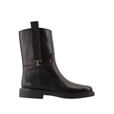 Tod's Tods Boots In Black Calf Leather