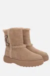 Tod's Women Suede Leather Boots In Light Tobacco+shell