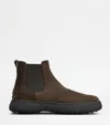 Tod's Brown Suede Ankle Boots With Elastic Side Panels In Testa Moro
