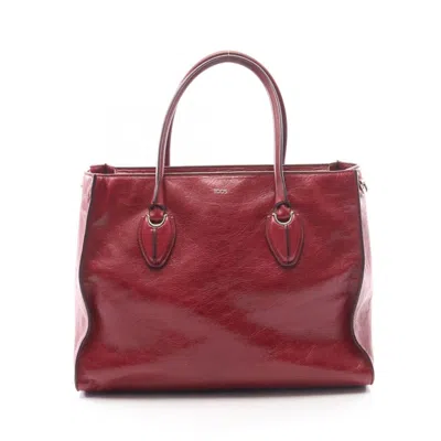 Pre-owned Tod's Bordeaux Leather Handbag Tote Bag ()