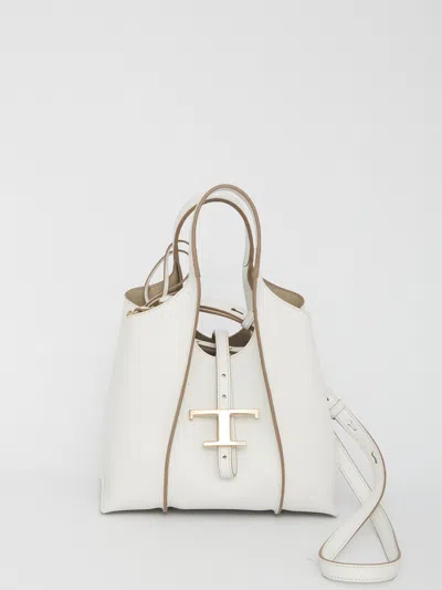 Tod's Borsa Shopping T Timeless In Pelle Mini In White