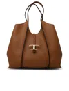 Tod's Caramel Leather Mini T Timeless Shopping Bag In Brown