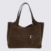 Tod's Dark Brown Suede Leather Top Handle Bag In Brown