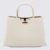 Tod's White Leathet Top Handle Bag In Stucco