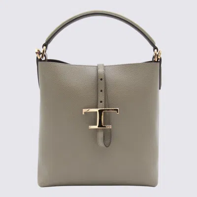 TOD'S TOD'S GREY LEATHER TOP HANDLE BAG