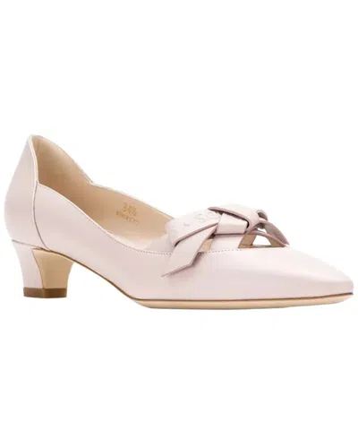 Tod's Pink Leather Bow Block Heel Pumps In Multi