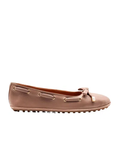 Tod's Bow Detail Ballet Flats In Brown