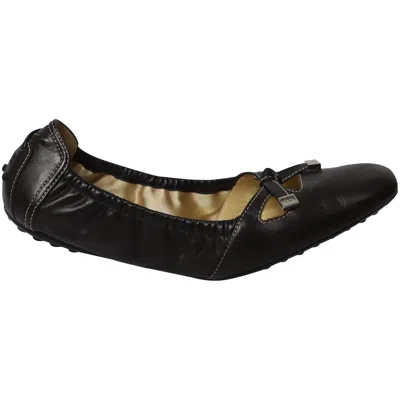 Tod's Bow Scrunch Ballet Flats In Black Leather