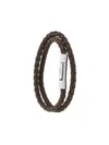 Tod's Braided Brown Bracelet With Engraved Logo Clasp In Brown