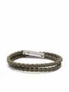 Tod's Braided Bracelet With Metallic Clasp And Logo Detail In Gray
