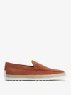 Tod's Braided Suede Loafers In Brown